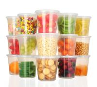 Cozary Contenitori per Alimenti con Coperchio 24 Pezzi,Contenitori Ermetici per Alimenti 24-24oz,Riutilizzabile Bicchieri di Plastica per Alimenti-sicuro nel Microonde e congelatore