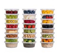 Cozary Contenitori per Alimenti con Coperchio 24 Pezzi,Contenitori Ermetici per Alimenti 24-8oz,Riutilizzabile Bicchieri di Plastica per Alimenti-sicuro nel Microonde e congelatore