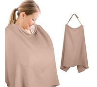 Cozary Copertura per Allattamento, 76 x 110 cm, Sciarpa per Allattamento Morbida e Traspirante, Cotone, Copri Seno Allattamento per Allattamento con Cinghia di Regolazione Posteriore, Marrone
