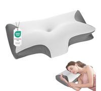 Cozary Cuscino Cervicale Memory Foam, Cuscino Ergonomico Ortopedico, Grigio | Memory Foam, Fodera Rimovibile Lavabile, Ergonomico, 2 Altezze (8/12cm), Sostegno & Comfort, Per Supino, Prono & Laterale
