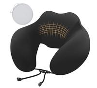 Cozary Cuscino Da Viaggio A Forma Di U In Seta Ghiacciata - Supporto Cervicale Ergonomico A 360° Con Cordino Regolabile E Custodia Rigida Per Aereo Auto Treno, Nero