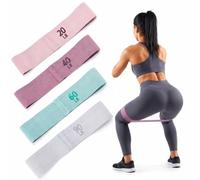 Cozary Elastici Fitness 4 Pezzi, Fasce Elastiche in Tessuto con 4 Livelli di Resistenza, Bande Elastiche Antiscivolo per Allenamento a Casa, Palestra, Pilates, Yoga