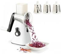 Cozary Grattugia Formaggio Manuale, Tagliaverdure Professionale con 3 Lame Inox Intercambiabili (Grattugia, Affetta, Julienne) - Base a Ventosa Antiscivolo & Impugnatura Ergonomica - BPA Free