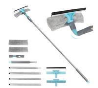 Cozary Lavavetri con Manico Telescopico(170cm), 2 in 1 con Tergivetro in Silicone e Lavavetri in Microfibra, Strumenti per la Pulizia dei Vetri per Bagno, Doccia, Auto, Vetro, Finestre