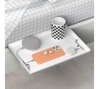Cozary Mensola Comodino con Passacavo, Vassoio da Letto a Clip per Letti a Castello e Camera, Comodino Sospeso Regolabile e Rimovibile, Organizzatore per Dormitorio, 32 x 23cm, Bianco