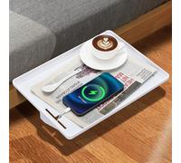 Cozary Mensola Comodino con Passacavo, Vassoio da Letto a Clip per Letti a Castello e Camera, Comodino Sospeso Regolabile e Rimovibile, Organizzatore per Dormitorio, 32 x 23cm, Bianco
