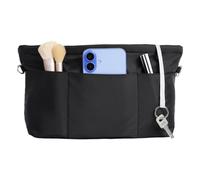 Cozary Organizer Borsa Donna Piccolo M - Organizzatore in Nylon con Portachiavi, 6 Tasche Esterne e 6 Scomparti Interni (1 con zip), per Borsa da Donna, 26x10x14 cm, Nero