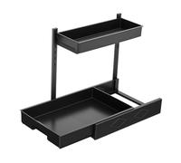 Cozary Organizer Sottolavello Cucina Salvaspazio, Cassetto Scorrevole a 2 Piani Regolabili in Altezza con Design a L per Angolo, Porta Detersivi, Carrello per Dispensa Cucina, per Bagno