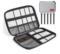 Cozary Organizzatore di Cavi, Custodia da Viaggio Portatile per Accessori Elettronici, Borsa da Viaggio Supporto Organizzatore di Cavi per Cavi USB, Schede SD, Caricabatterie, Disco Rigido, Grigio