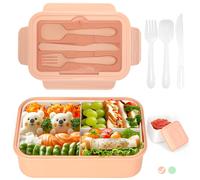 Cozary Porta Pranzo,Lunch Box con Posate, 1400ml Bambino Adulto Bento Box c Rosa