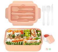 Cozary Porta Pranzo,Lunch Box con Posate, 1400ml Bambino Adulto Bento Box con 3 Scomparti, Schiscetta Contenitore Pranzo per Microonde Lavoro Picnic Ufficio