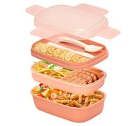 Cozary Porta Pranzo per Adulti, 1900ML Lunch Box con Scomparti e Posate, 3 Strati Bento Box Schiscetta Pranzo BPA Free, Prova di Perdite, Ideale per Ufficio, Scuola, Rosa