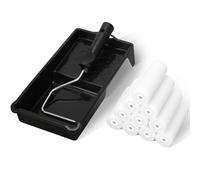 Cozary Rullo per Pittura - Set di 12 Pezzi in Schiuma ad Alta Densità 11cm con Manico e Vassoio, per Finitura Liscia su Legno, Metallo, Piastrelle, Mobili e Superfici Lisce