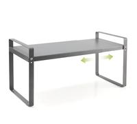 Cozary Scaffale da Cucina Espandibile (37∼63cm), Mensole da Cucina per Stoviglie, Metallo Scaffale Cucina, per Utensili, Snack o Libri, Più Spazio di Appoggio, per Cucina, Banconi, Dispensa, Grigio