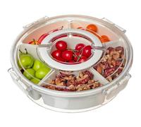 Cozary Scatola per Snack Piatto da Portata Snack Piatto Snack con 6 Scomparti con Coperchio e Manico Spinner Frutta e Snack Perfetto per Picnic e Feste