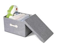 Cozary Scatola Porta Oggetti con Coperchio - Scatola Flessibile e Impilabile per Vestiti e Accessori, Grande Capacità da 30L - Grigio - 40x30x25cm