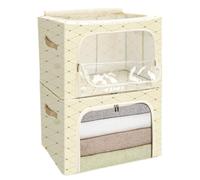 Cozary Scatole per Armadio Rigide con Cerniera 2 pezzi 66L,Organizzatore Armadio con Struttura in Metallo Pieghevole, Contenitori per Armadio Impilabili per Vestiti, Trapunte, Piumone