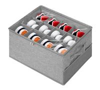 Cozary Scatole per Scarpe, Organizer Scarpe 12 Scomparti con Borsa in Rete, Coperchio Trasparente e Manici Rinforzati, adatto per 6-12 paia, Pieghevoli, per Guardaroba, Scarpiera, Grigio (43x32x32cm)