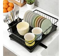 Cozary Scolapiatti da Lavello con Drenaggio, Scola Piatti da Appoggio Lavandino, Scolapiatti da Appoggio con Portaposate