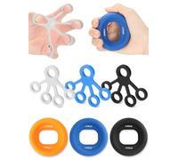Cozary Set Allenamento Avambraccio e Presa, 6 Pezzi - Kit di Forza con 3 Anelli e 3 Bande a Resistenza Progressiva Colorata - per Palestra Casa, Arrampicata e Potenziamento