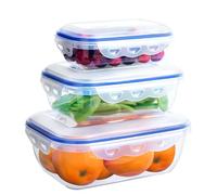 Cozary Set di 3 Contenitori Ermetici per Alimenti, Contenitori Frigo con Coperchio, Senza BPA, Contenitore per Alimenti, Lavastoviglie/Congelatore/Microonde, per Meal Prep, Rettangolo