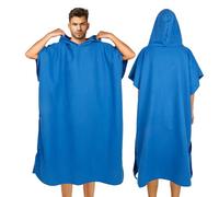 Cozary Surf Poncho Microfibra - Poncho da Bagno Donna e Uomo - Poncho Asciugamano per Adulti con Tasca con Cappuccio per Spiaggia e Sport Acquatici - Asciugatura Rapida e Compatto (Blu Scuro, Grande)