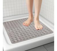 Cozary Tappetino Doccia Antiscivolo 53x53cm, Tappeto Doccia Antiscivolo con Ventose, Antiscivolo Doccia in PVC Morbido per Sicurezza & Comfort, Antimuffa, Lavabile in lavatrice - Grigio