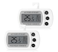 Cozary Termometro per Frigorifero 2 Pezzi con Display LCD e Magnete | Termometro Frigo e Congelatore con gancio pieghevole, si fissa con magnete o si appoggia, per cucina e dispensa