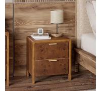COZAYH Comodino con 2 cassetti, comodino rustico in legno invecchiato, finitura radica, per camera da letto, ingresso, completamente assemblato, marrone