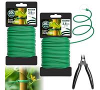 COZCLAM 2 x 20m di Filo Ferro Plastificato Verde con Cutter, 3.5mm Spago per Orto, Legacci per Pomodori, Giardinaggio, Viti, Rafia per Legare Plant, Filo di Ferro Plastificato per Organizzare Cavi