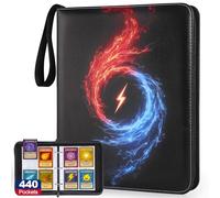 COZCLAM Raccoglitore per Carte da 440 Tasche per TCG, MTG, Carte Sportive, Album da Collezione a 4 Tasche con 55 Buste, Porta Carte Baseball e Calcio con Chiusura a Zip, Raccoglitore a Pagina Piatta