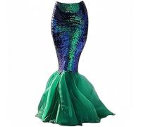 Cozep Maxi gonna da donna a coda di sirena con paillettes, per Halloween, cosplay, feste (S, verde)