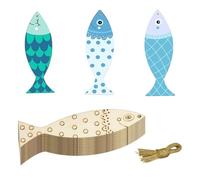 COZERI 36 forme in legno a forma di pesce, 4 stili fai da te, decorazioni a forma di pesce, con corda, forme in legno grezzo per pittura e ornamenti personalizzati, decorazioni per la stanza