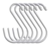 Cozihom Ganci a S rivestiti in vinile resistente, da 15,2 cm, ganci a S rivestiti in gomma nera, extra spessi, in metallo antiscivolo, per armadio, giardino, garage, cucina, colore bianco, confezione