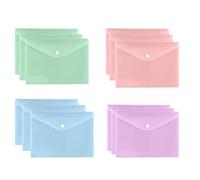 Cozlly 12 Pezzi Busta Portadocumenti, Buste Plastica Documenti A4, Cartelline Trasparenti, Colore Cartelline, Cartelle con Bottone, Cartelle File per Scuola, Casa, Ufficio, 4 Colori