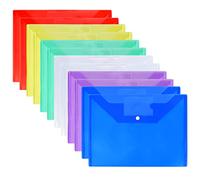 Cozlly 12 Pezzi Busta Portadocumenti, Buste Plastica Documenti A4, Cartelline Trasparenti, Colore Cartelline, Cartelle con Bottone, Cartelle File per Scuola, Casa, Ufficio, 6 Colori