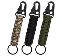 Cozlly Portachiavi Moschettone, 3 Pezzi Portachiavi Paracord con Moschettone, Portachiavi Intrecciati, per Campeggio, Escursionismo, Caccia, Pesca