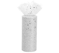 Cozlly Rotolo di tulle glitterato, 14,7 cm x 23 m, per tutù e confezioni regalo, colore bianco