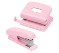Cozlly Set Cucitrice e Perforatrice, Rosa Perforatrice Carta, Cerchio Cucitrice Ufficio, Cucitrice Puncher Portatile, Pinzatrice Puncher Scrapbooking, Set da Ufficio per Lavoro Famiglia Documenti