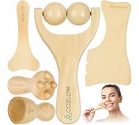 COZLOW Gua Sha - Set di 5 strumenti per massaggio facciale in legno, kit per massaggio viso, drenaggio linfatico, cura della pelle e anti-invecchiamento
