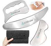 Cozlow - Set di raschietti muscolari 3 in 1 in acciaio inossidabile - Strumenti per massaggio raschiante per il corpo per terapia IASTM - Massaggiatore Gua Sha per tessuti profondi