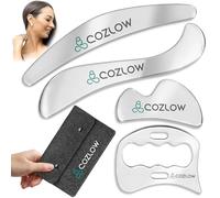 Cozlow - Set di raschietti muscolari 4 in 1 in acciaio inossidabile - Strumenti per massaggio raschiante per il corpo per terapia IASTM - Massaggiatore Gua Sha per tessuti profondi