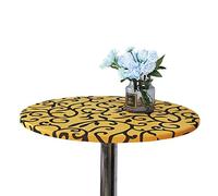 Cozomiz Geometrico Copritavolo sotto Tovaglia Rotonda Rettangolare Tavolino Lavabile Antimacchia Kitchen Decoration per Tavola da Pranzo Giallo 120cm Taglio Aderente Rotondo