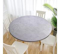 Cozomiz Jacquard Copritavolo sotto Tovaglia Rotonda Rettangolare Tavolino Impermeabile Antimacchia Kitchen Decoration per Tavola da Pranzo 60cm Taglio Aderente Rotondo Grigio