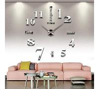 CoZroom Large DIY 3D Frameless Silver Wall Clock - Oversized Modern Decor for Living Room, Stylish Metallic Design, Home and Office