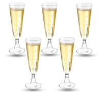 Coztie Bicchieri da spumante in plastica, 50 pezzi, in plastica, 150 ml, riutilizzabili, in plastica, per ricevimento di spumanti, matrimoni, compleanni, picnic, feste, 16 x 5,5 cm, trasparenti