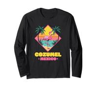 Cozumel Mexico Souvenir Vacation Travel Uomo Donna Flamingo Maglia a Manica