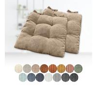 Cozy 2-Pack Cushion Set 65x65x15cm Square Seat Pads with Ties Soft Upholstery for Dining Room Kitchen or Garden Chairs Light Brown Cord Fabric