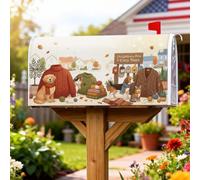 Cozy Animal and Autumn - Coperture magnetiche per cassetta postale, 53,3 x | Tema adatto agli animali, copertura per cassetta postale, motivi maglione lavorato a maglia, illustrazione di quartiere