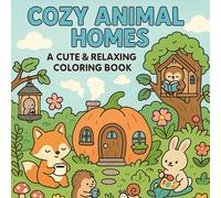Cozy Animal Homes: Cute & Relaxing Coloring Book: for Kid and Adult